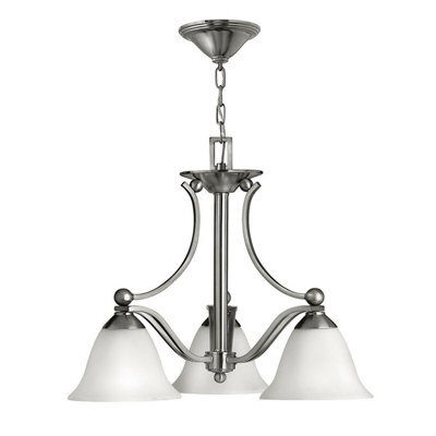 Elegant 3 Bulb Brushed Nickel Chandelier Pendant Light With Led E27 Bulbs