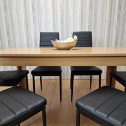 Kosy Koala Oak Effect Dining Table Set With 6 Black Faux Leather Chairs Dining Room Furniture - thumbnail 7