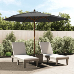 Walplus Garden Parasol With Wooden Pole Anthracite 299X240 Cm - thumbnail 1