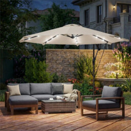 3 M Cantilever Parasol Solar Led Lights, Cream White - thumbnail 3