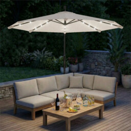 3 M Cantilever Parasol Solar Led Lights, Cream White - thumbnail 6