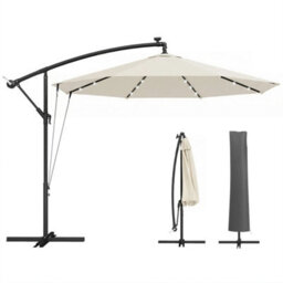 3 M Cantilever Parasol Solar Led Lights, Cream White - thumbnail 1