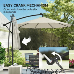 3 M Cantilever Parasol Solar Led Lights, Cream White - thumbnail 5