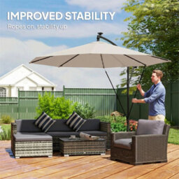 3 M Cantilever Parasol Solar Led Lights, Cream White - thumbnail 4