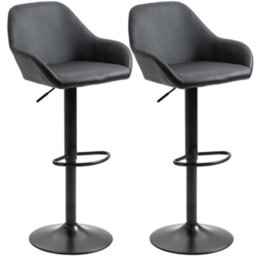 Homcom Adjustable Bar Stools Set Of 2, Swivel Barstool W/ Footrest Black - thumbnail 2