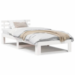 Berkfield Wood Bed Frame White Wood 100 X 200 Cm Minimalistic Bed Frame - thumbnail 4