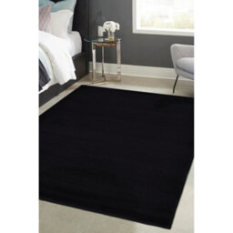 Melrose Colorama Plain Black X-Large Indoor Area Rug 200/290Cm - thumbnail 1