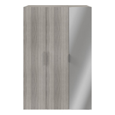 GoodHome Atomia Freestanding Matt Grey Oak Effect Chipboard Mirrored Triple Wardrobe (H)2250mm (W)1000mm (D)580mm - image 1