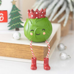 Brussels Sprout Shelf Sitter Ornament Novelty Resin Christmas Decoration - thumbnail 1