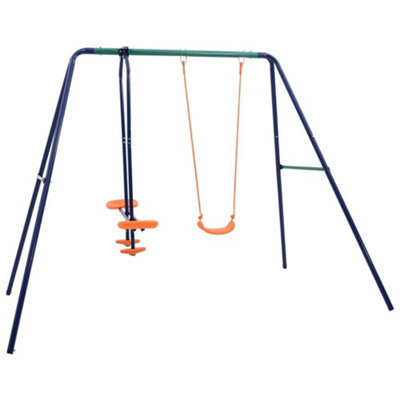 Anydaydirect Swing Set With 3 Seats Steel Outdoor Toy
