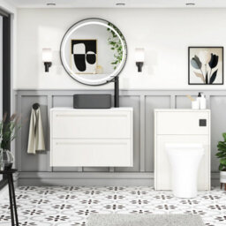 Royal Bathrooms Royal Bathroom Elmore 800mm Classic White Wall Mounted Bathroom Vanity Unit 2 Drawer Plain White Worktop With Art Square Basin - thumbnail 5
