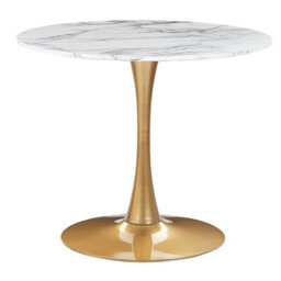 Beliani Dining Table Boca Marble/ Gold 90 Cm 90 Cm - thumbnail 1