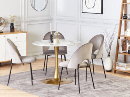 Beliani Dining Table Boca Marble/ Gold 90 Cm 90 Cm - thumbnail 2