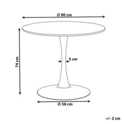 Beliani Dining Table Boca Marble/ Gold 90 Cm 90 Cm - thumbnail 3