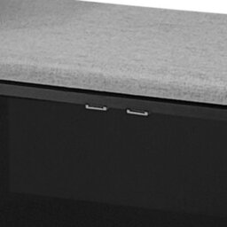 Modern Shoe Bench With Storage Cabinet, Adjustable Shelves For Boots & Heels, Upholstered Seat With Cotton-Linen Cushion, Asymmetr - thumbnail 8