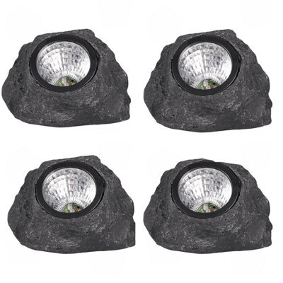 Amorly 4 Pack Solar Rock Landscape Lights,ip65 Waterproof Fake Stone Solar Lights,white Led Outdoor Ground Lighting For Garden Pathways - image 1