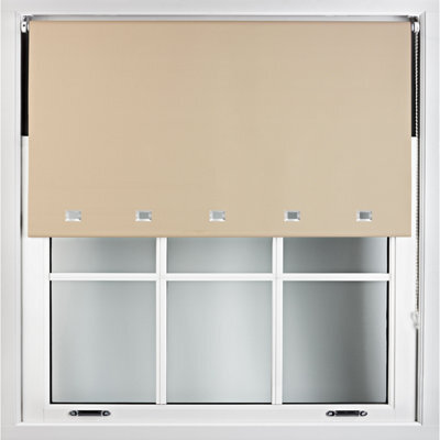 Furnished Blackout Roller Blinds With Square Eyelets And Metal Fittings- Cappuccino Trimmable (W)80Cm (L)210Cm