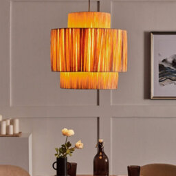 Beliani Three-Tier Natural Raffia Pendant Lamp, W40 X D40 X H33Cm - thumbnail 1
