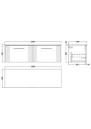 Balterley Belvide Partial Fluted 2 Drawer Wall Hung Vanity Unit With Bellato Grey Laminate Worktop - 1200mm - Satin Green - thumbnail 6