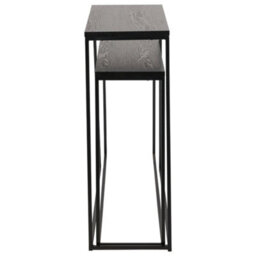 Pacific Lifestyle Nest Of 2 Black Ash And Metal Console Tables, Nesting Set For Narrow Hallways, Mashiko - thumbnail 4