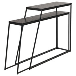 Pacific Lifestyle Nest Of 2 Black Ash And Metal Console Tables, Nesting Set For Narrow Hallways, Mashiko - thumbnail 5