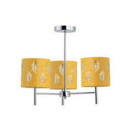 First Choice Lighting Brea - Chrome 3 Light Fitting With Ochre Fern Shades