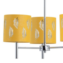First Choice Lighting Brea - Chrome 3 Light Fitting With Ochre Fern Shades - thumbnail 2