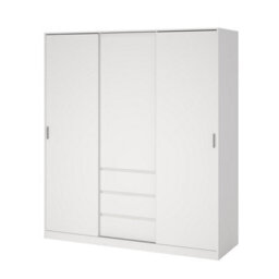Tvilum Esla Scandinavian Matt White 3 Drawer Large Triple Sliding Door Wardrobe (H)2004mm (W)1770mm (D)600mm