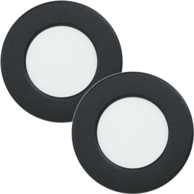 2 Pack Wall / Ceiling Flush Downlight Black Round Spotlight 2.7W Built In Led - image 1