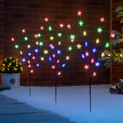 Christmas Star Branch Path Lights Outdoor Garden Battery Powered Multicolour 60 Led Christow