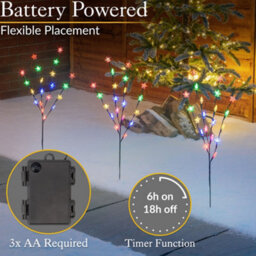 Christmas Star Branch Path Lights Outdoor Garden Battery Powered Multicolour 60 Led Christow - thumbnail 5
