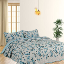 TheWhiteWater Limited Bedspread - Luxury Quilted - Reversible - Bed Throw Warm Quilt - Bedspread Patchwork Josephine Sapphire Set 150 Gsm - 3 Tog - thumbnail 4