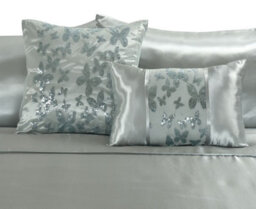 Homes & Linen Aisha Embroidered Silver Duvet Cover Set Luxury Microfiber Polyester Bedding With Pillowcases - thumbnail 3