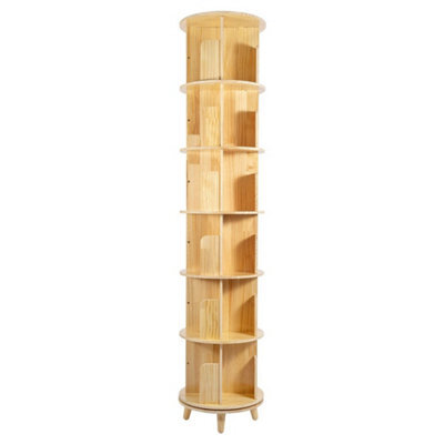 6 Tier Rotating Bookshelf 360 Display Book Shelf Tower Solid Wood Bookcase Shelf - image 1