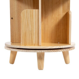 6 Tier Rotating Bookshelf 360 Display Book Shelf Tower Solid Wood Bookcase Shelf - thumbnail 2