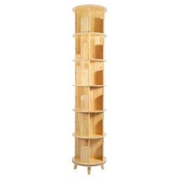 6 Tier Rotating Bookshelf 360 Display Book Shelf Tower Solid Wood Bookcase Shelf - thumbnail 1