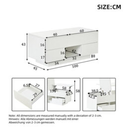 High Gloss Lift Top Coffee Table With 2 Drawers & Led Lights - thumbnail 6