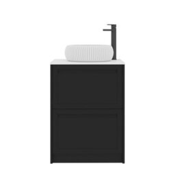 Royal Bathrooms Royal Bathroom Elmore 600mm Matt Nocturne Black Freestanding Bathroom Vanity Unit 2 Drawer Plain White Worktop With Milan Basin - thumbnail 7