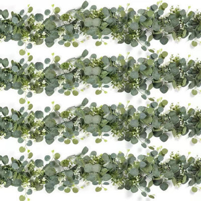 CLEFFNS 4Pcs Artificial Eucalyptus Small Flowers Decoration Faux Silk Leaf Anniversary Engagement Party Wedding Fireplace Craft Design - image 1