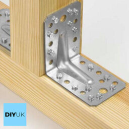 DIYUK Angle Bracket 90X90X65X2.5mm ( Pack Of: 2 ) Heavy Duty Galvanised Steel Metal Corner Braces For Joining, Bracing - thumbnail 2