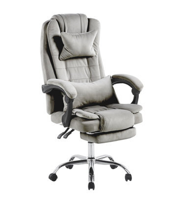 Hygrad Built to Survive Swivel Velvet Office Chair Ergonomic Leisure Chair Height Adjustable Desk Chair - Grey - image 1