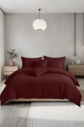 Plain Dyed Easy Care Polycotton Duvet Cover And Pillowcase/s Set Bed Linen Wine - thumbnail 1