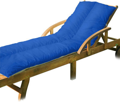 Lancashire Textiles Sun Lounger Topper Cushion With Elasticated Straps And Hollowfibre Filling - Royal Blue - image 1
