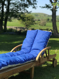 Lancashire Textiles Sun Lounger Topper Cushion With Elasticated Straps And Hollowfibre Filling - Royal Blue - thumbnail 2