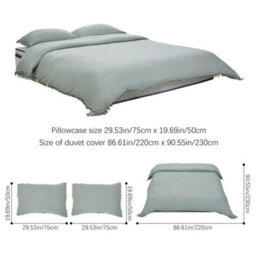 Darphe Green 3Pcs King Size Polyester Zipper Duvet Cover With 2 Pillowcase Set - thumbnail 9