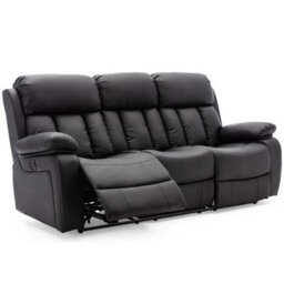 More4Homes Chester Electric Recliner Bonded Leather 1+2+3 Seater Sofa Set (Black) - thumbnail 3