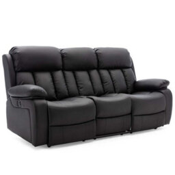 More4Homes Chester Electric Recliner Bonded Leather 1+2+3 Seater Sofa Set (Black) - thumbnail 2