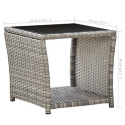 Berkfield Coffee Table Grey 45X45X40 Cm Poly Rattan And Glass - thumbnail 5