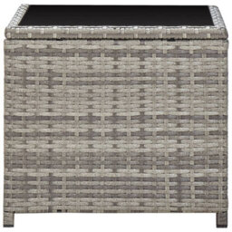 Berkfield Coffee Table Grey 45X45X40 Cm Poly Rattan And Glass - thumbnail 3