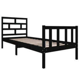 Berkfield Bed Frame Black Solid Wood Pine 75X190 Cm 2Ft6 Small Single - thumbnail 3
